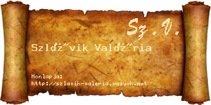 Szlávik Valéria névjegykártya