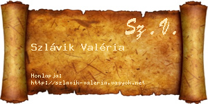 Szlávik Valéria névjegykártya
